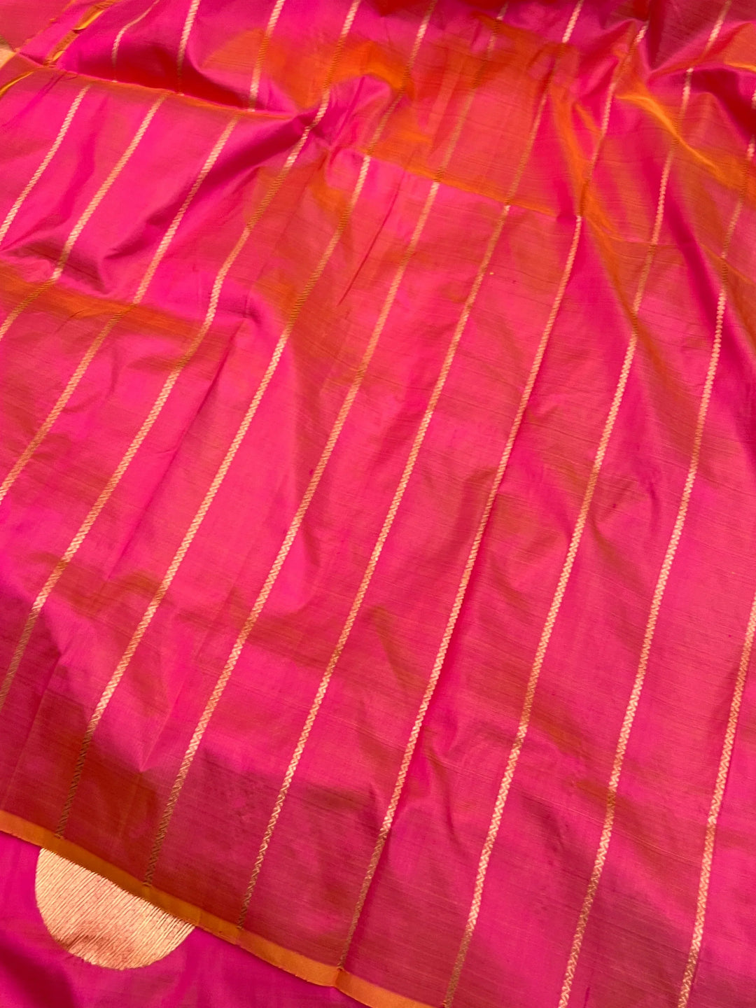 Orangesh pink Pure Katan Silk Handloom Banarasi Saree