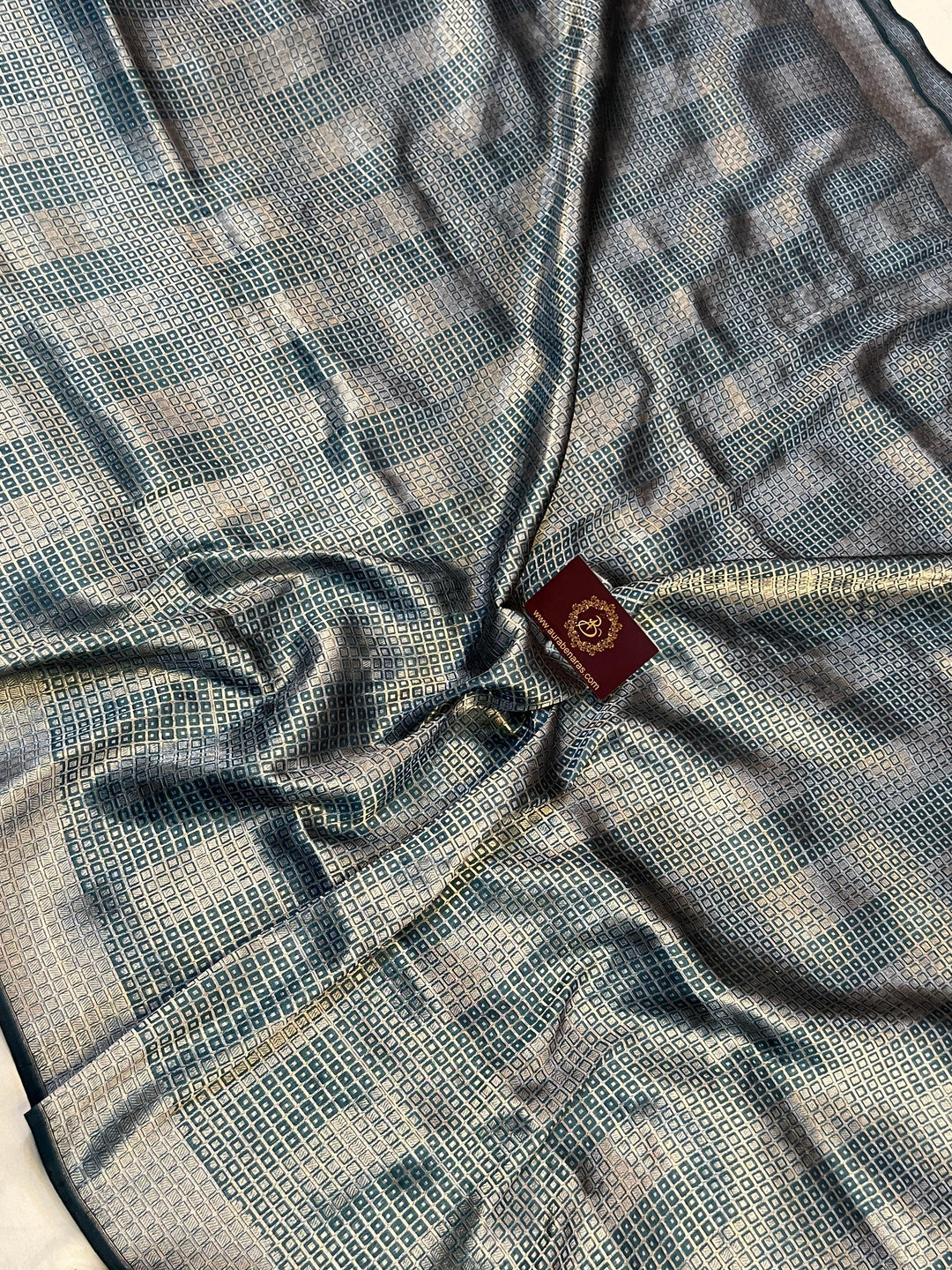 Banarasi border detail on pure Katan silk handloom Banarasi saree with silver brocade work