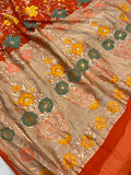 Orange Banarasi Khaddi Georgette Saree - Aura Benaras