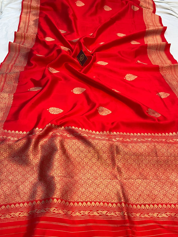 Red Pure Silk Handloom Banarasi Saree