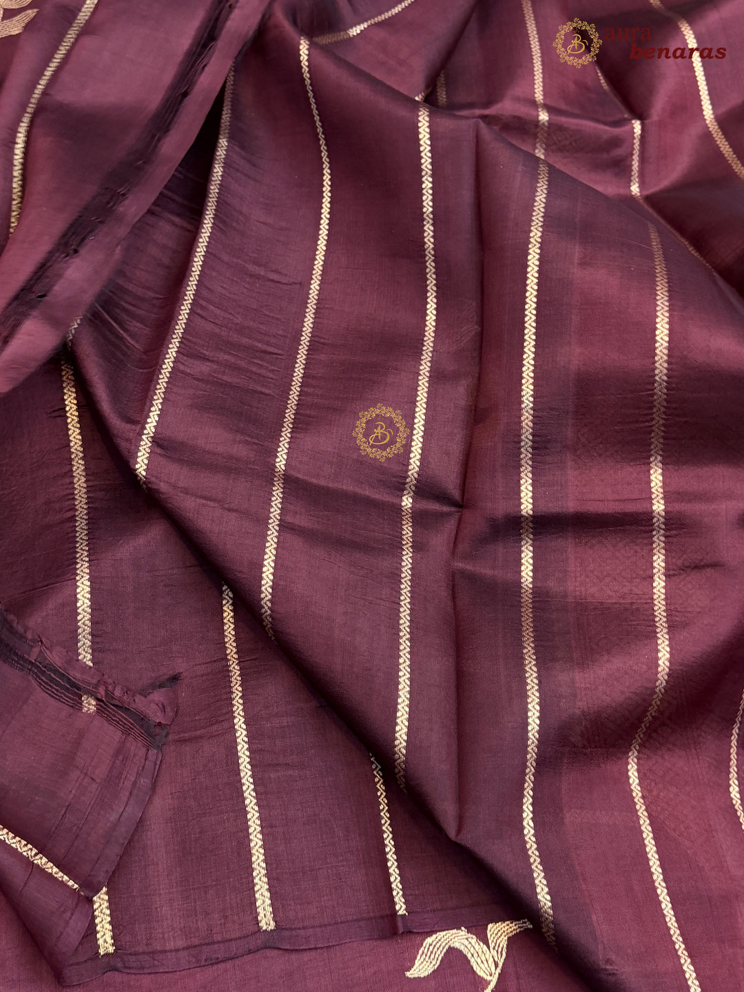 Maroon Banarasi Silk Saree with Kadhwa Sona Rupa Floral Motifs.