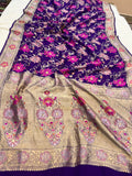 Purple Banarasi Khaddi Georgette Saree - Aura Benaras