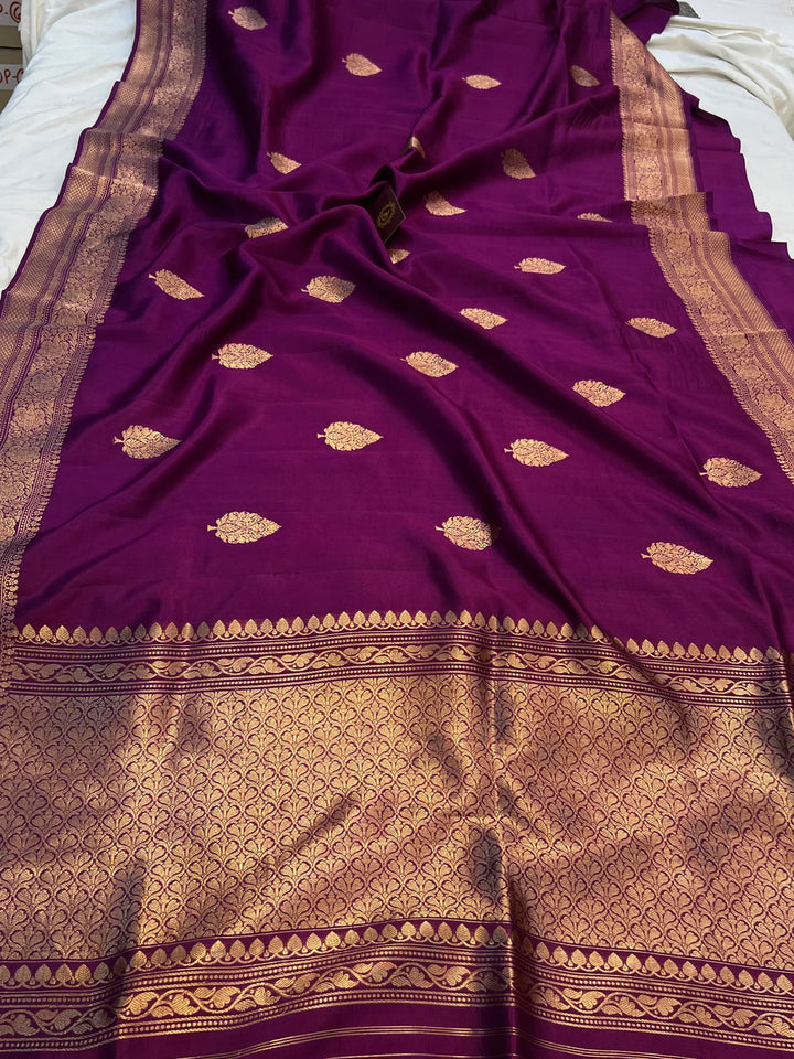 Purple Pure Silk Handloom Banarasi Saree