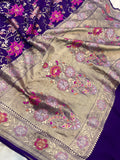 Purple Banarasi Khaddi Georgette Saree - Aura Benaras