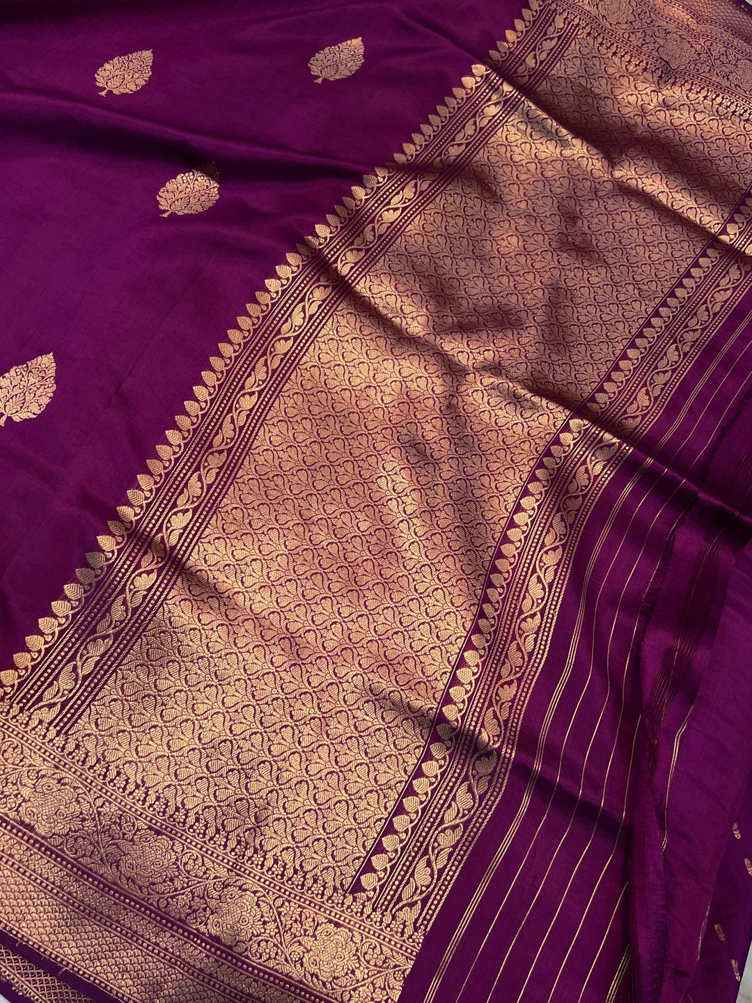 Purple Pure Silk Handloom Banarasi Saree