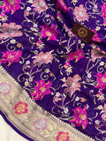 Purple Banarasi Khaddi Georgette Saree - Aura Benaras