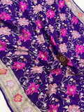 Purple Banarasi Khaddi Georgette Saree - Aura Benaras