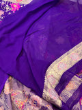 Purple Banarasi Khaddi Georgette Saree - Aura Benaras