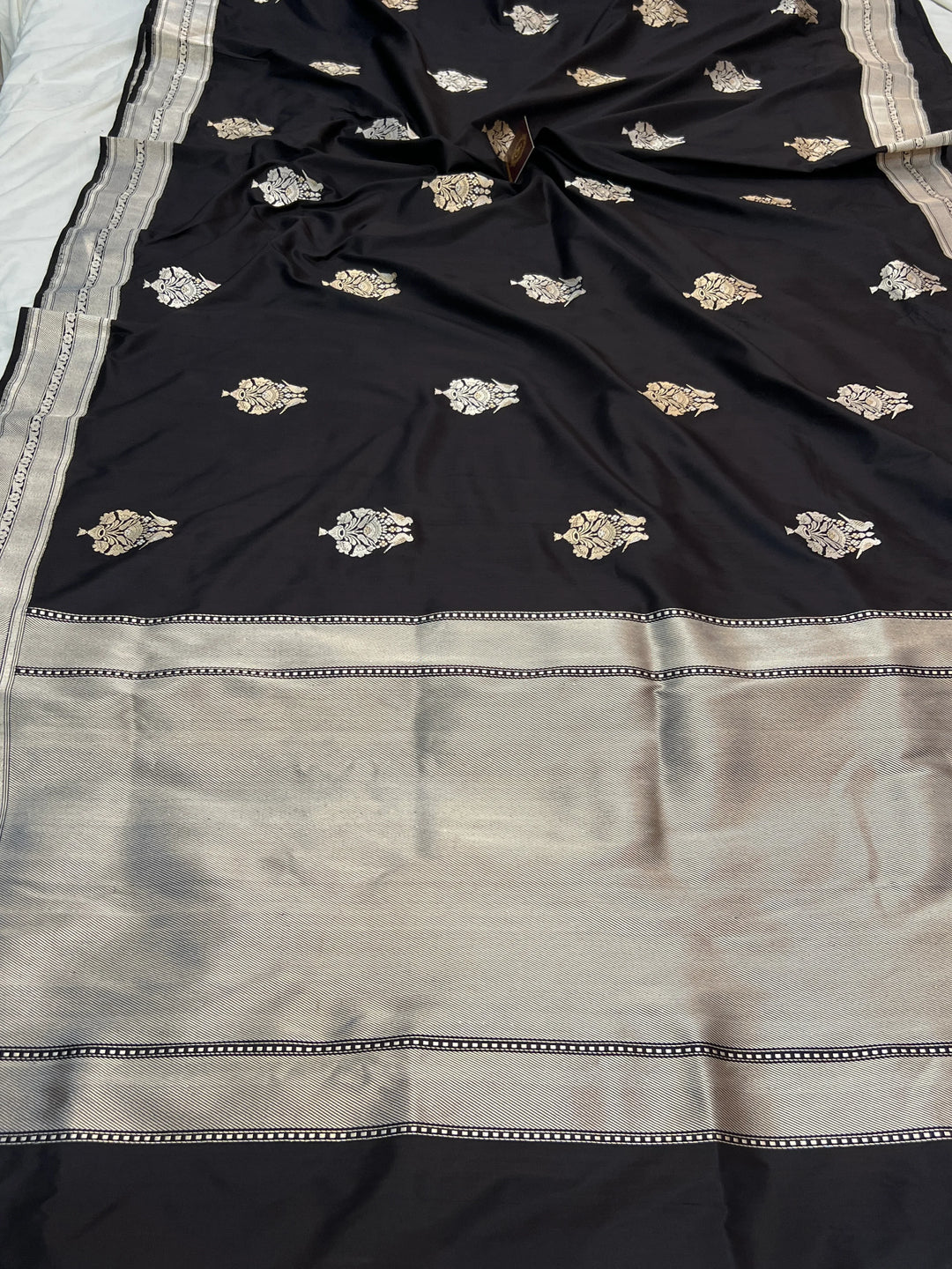 Black Pure Katan Silk Handloom Banarasi Saree