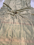 Pastel Pista Green Banarasi Handloom Katan Silk Saree - Aura Benaras