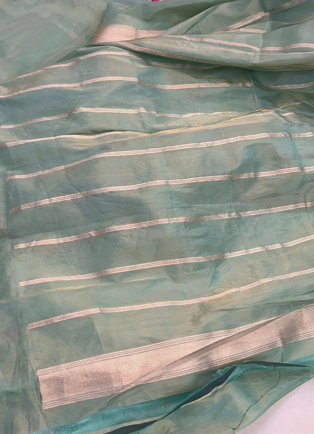 Mint Green Tissue Silk Saree Kadhwa Meena Zari Palla