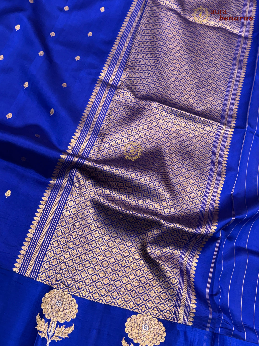 Royal Blue Pure Banarasi Handloom Silk Saree - Aura Benaras