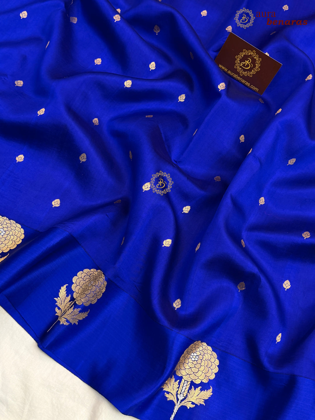 Royal Blue Pure Banarasi Handloom Silk Saree - Aura Benaras