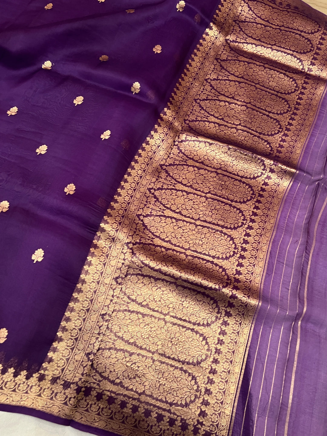 Purple Pure Kora Silk Handloom Banarasi Saree