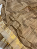 Beige Banarasi Handloom Kora Silk Saree - Aura Benaras