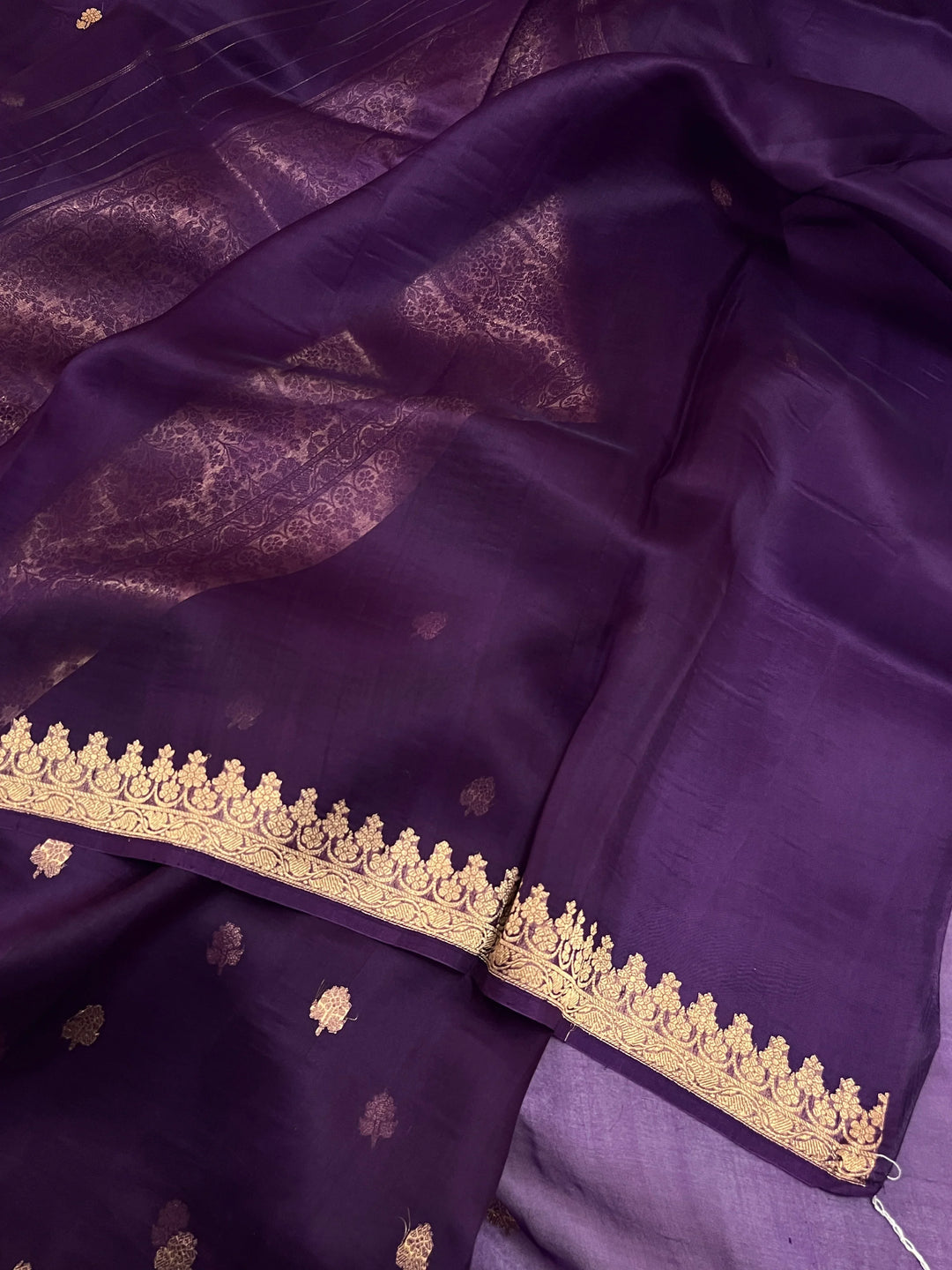 Purple Pure Kora Silk Handloom Banarasi Saree