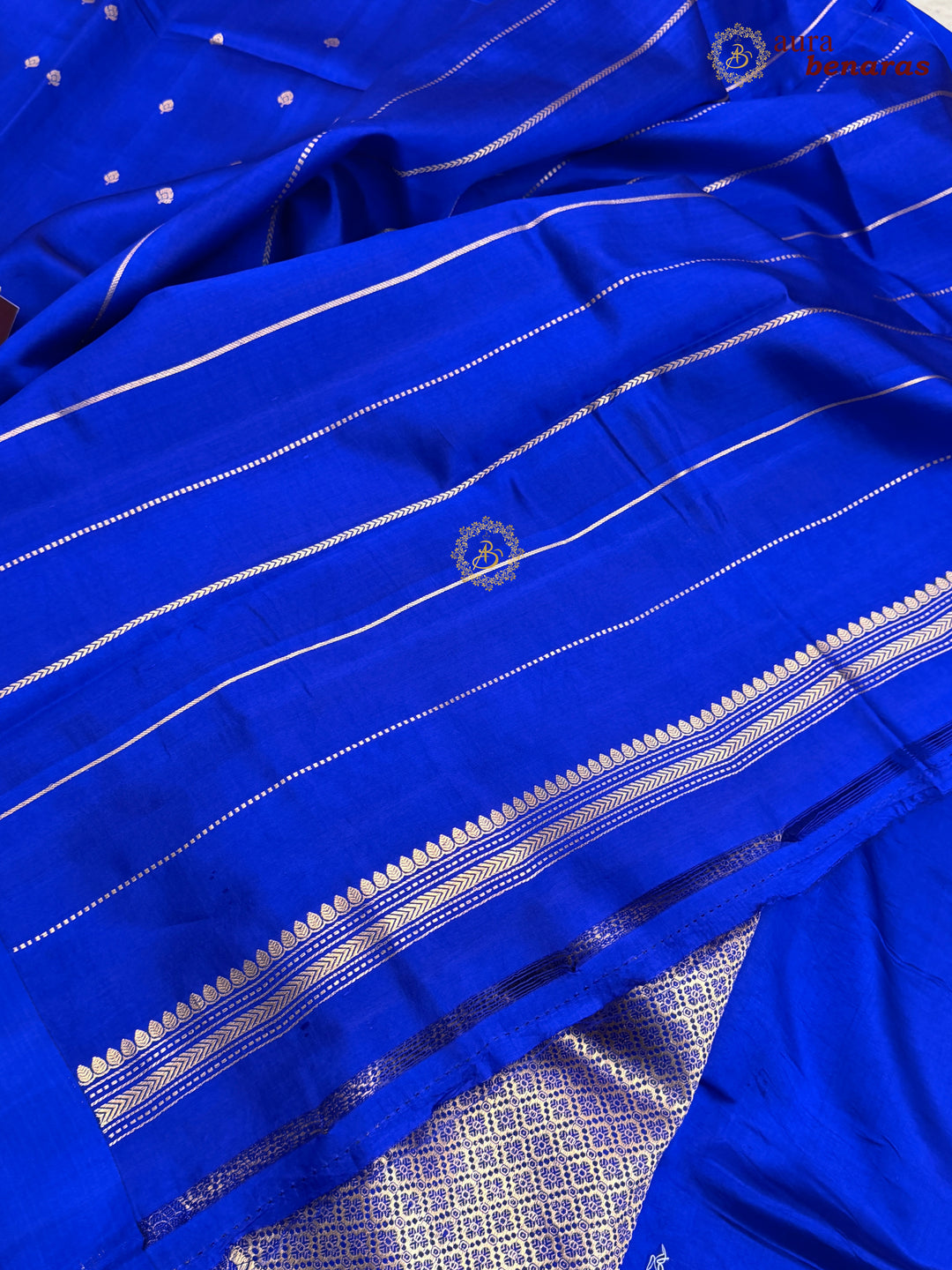 Royal Blue Pure Banarasi Handloom Silk Saree - Aura Benaras