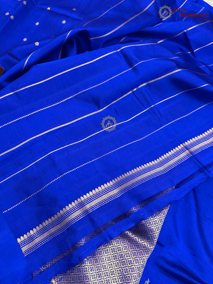 Royal Blue Pure Banarasi Handloom Silk Saree - Aura Benaras
