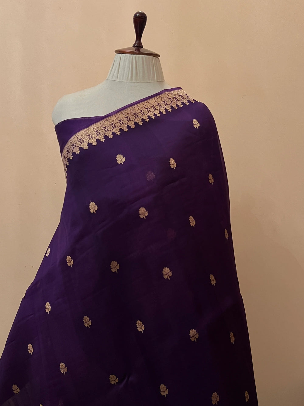 Purple Pure Kora Silk Handloom Banarasi Saree