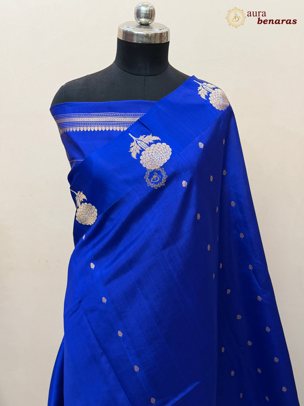 Royal Blue Pure Banarasi Handloom Silk Saree - Aura Benaras