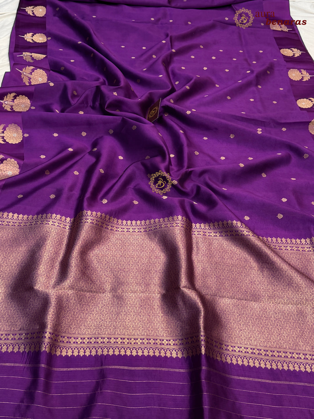 Purple Pure Banarasi Handloom Silk Saree - Aura Benaras