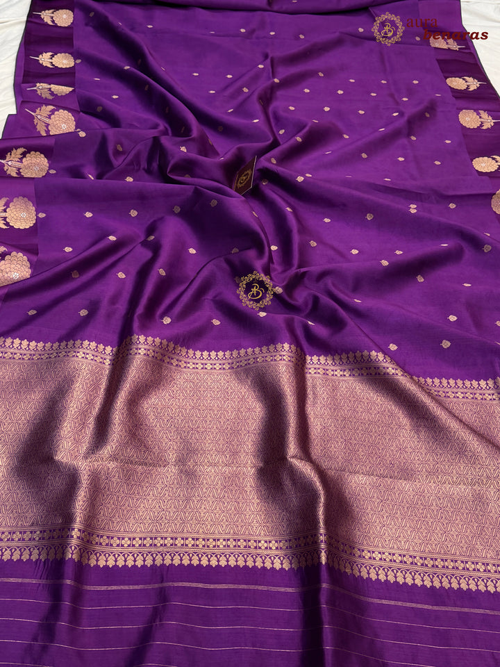 Purple Pure Banarasi Handloom Silk Saree - Aura Benaras