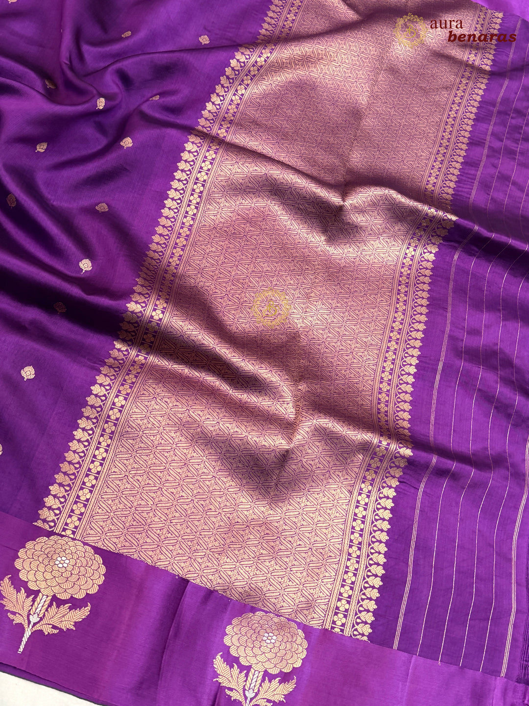 Purple Pure Banarasi Handloom Silk Saree - Aura Benaras