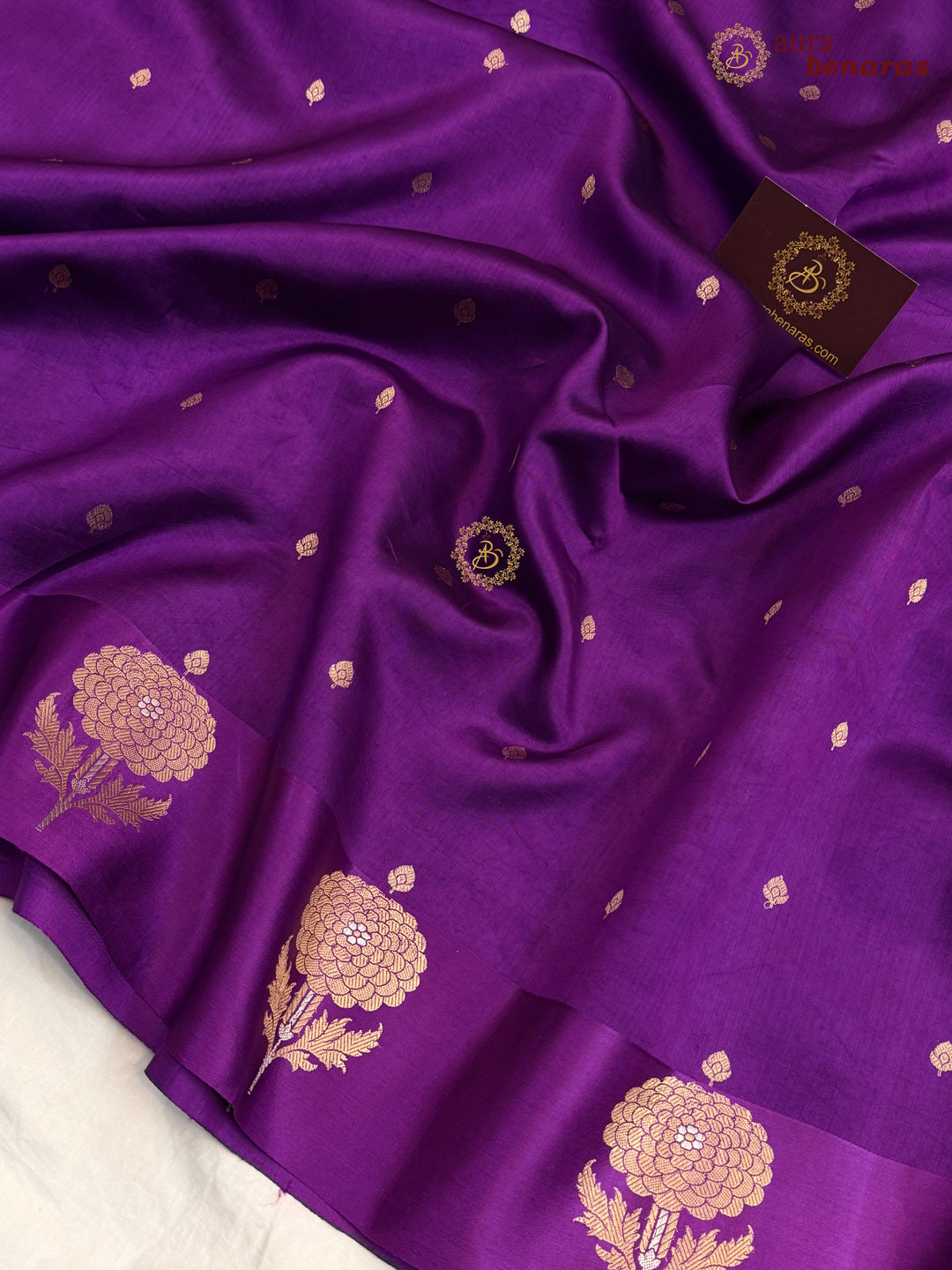 Purple Pure Banarasi Handloom Silk Saree - Aura Benaras