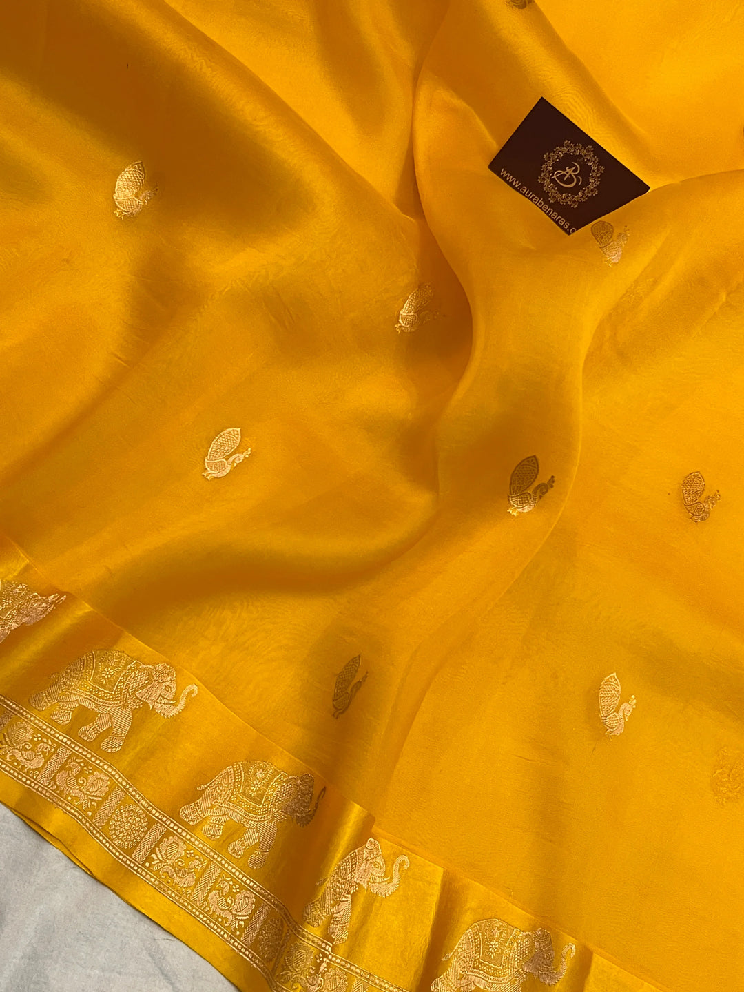 Yellow Banarasi Handloom Kora Silk Saree
