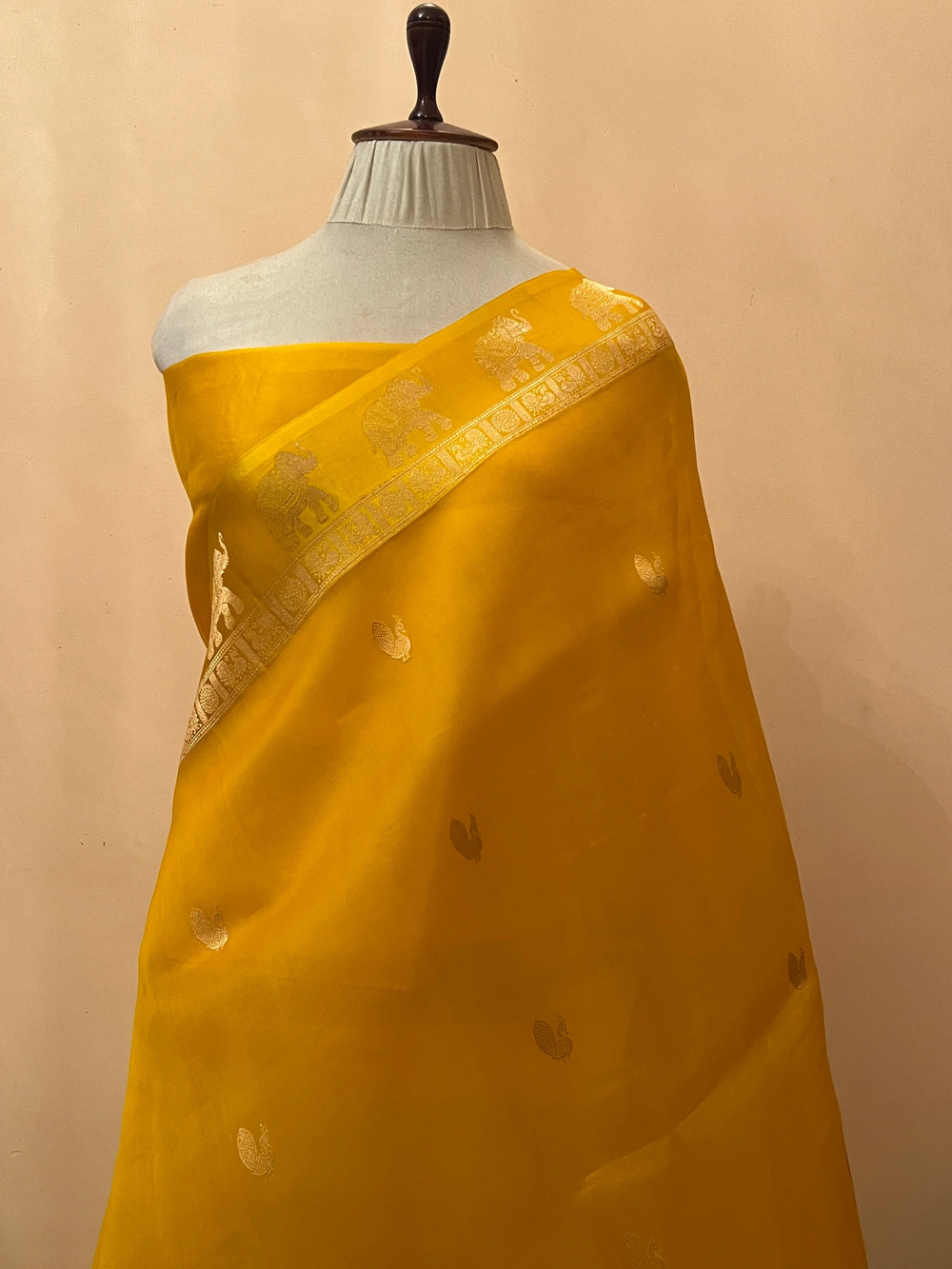 Yellow Banarasi Handloom Kora Silk Saree