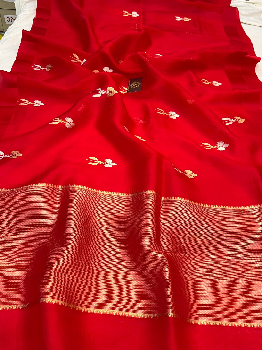 Red Pure Kora Silk Handloom Banarasi Saree