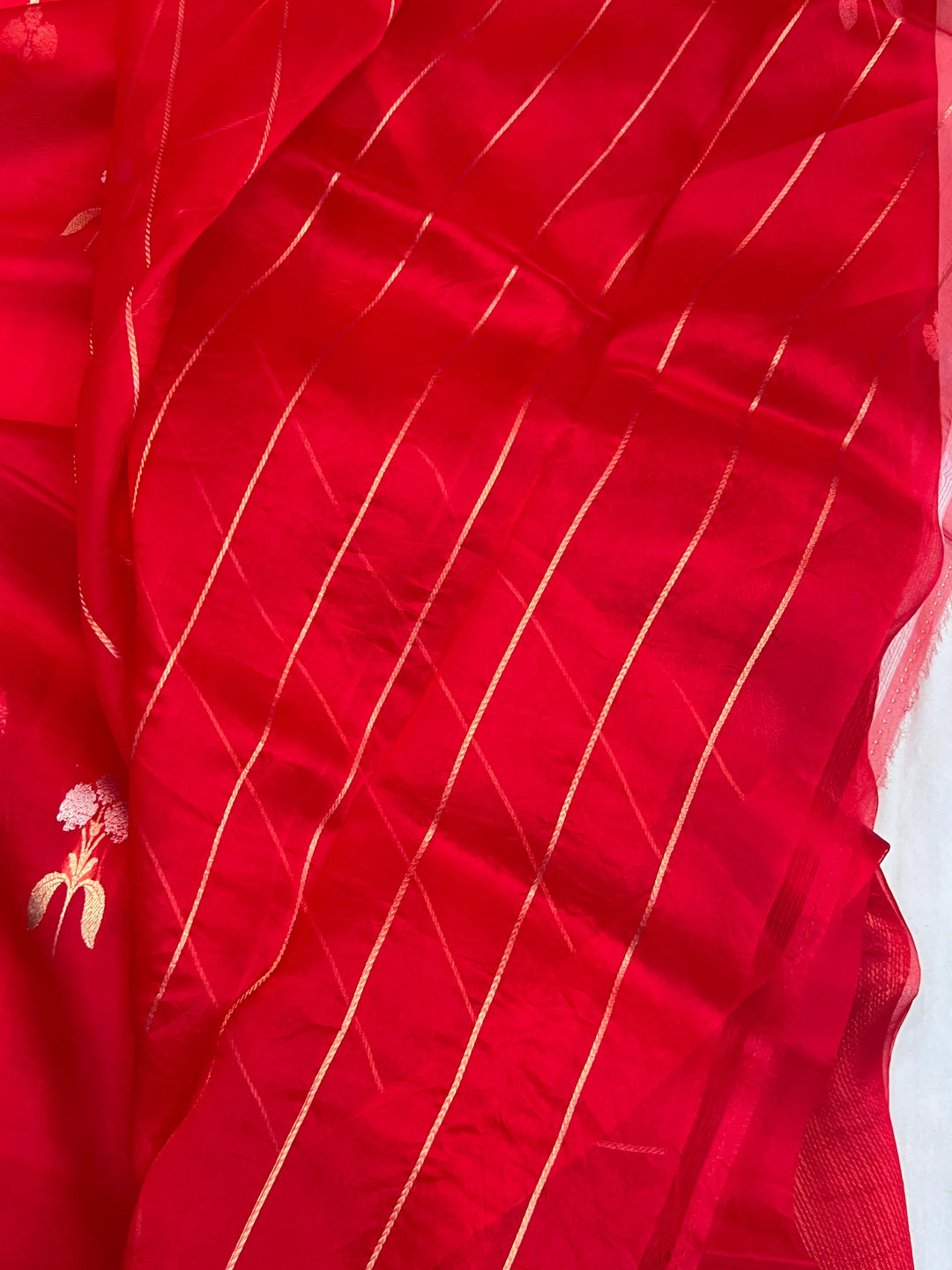 Red Pure Kora Silk Handloom Banarasi Saree