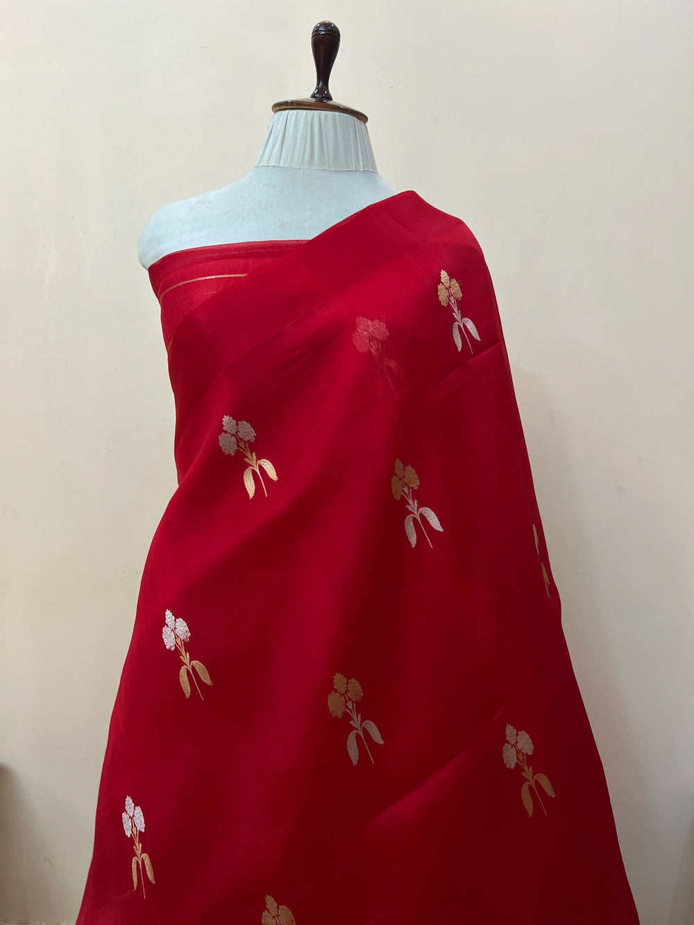 Red Pure Kora Silk Handloom Banarasi Saree