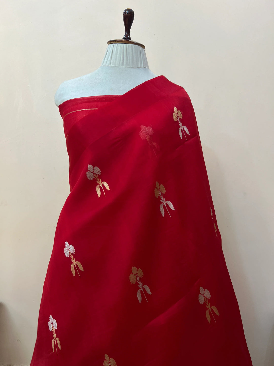 Red Pure Kora Silk Handloom Banarasi Saree