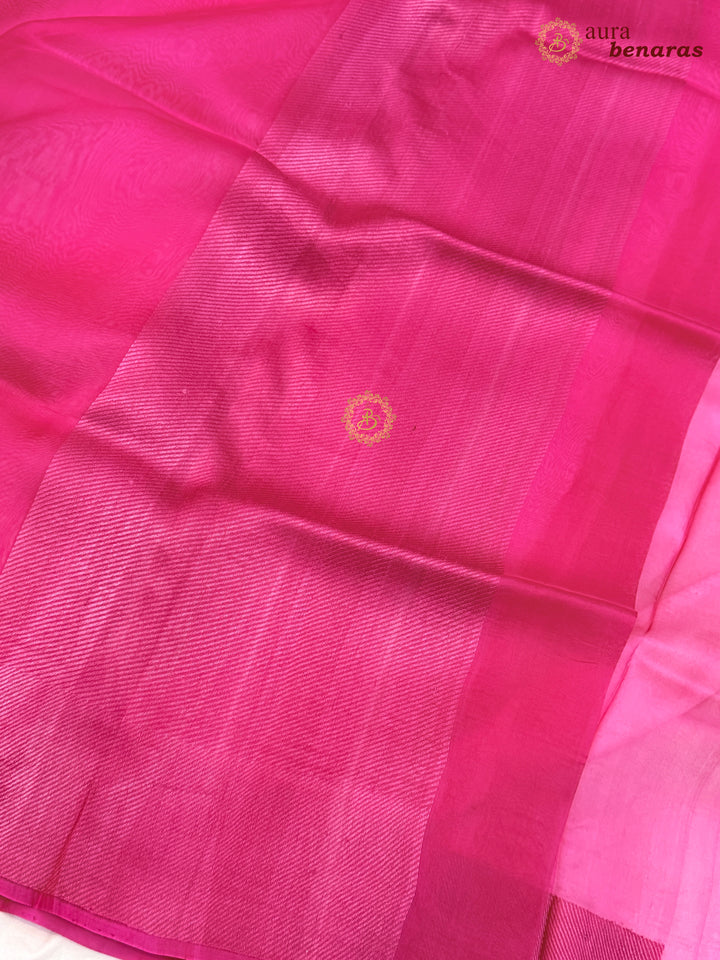 Rani Pink Kora Silk Saree | Aura Benaras