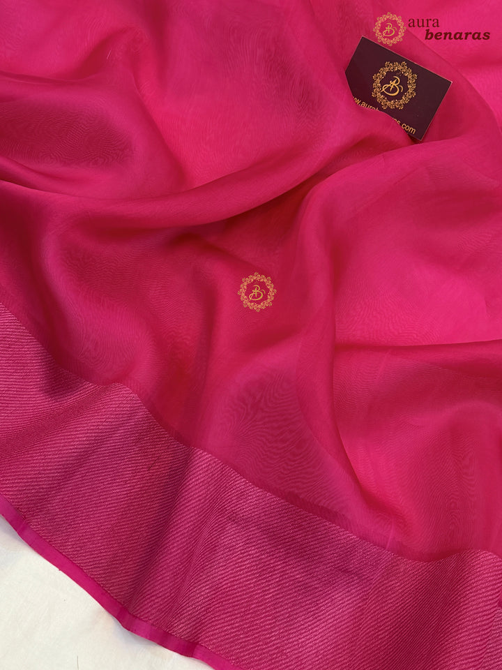 Rani Pink Kora Silk Saree | Aura Benaras