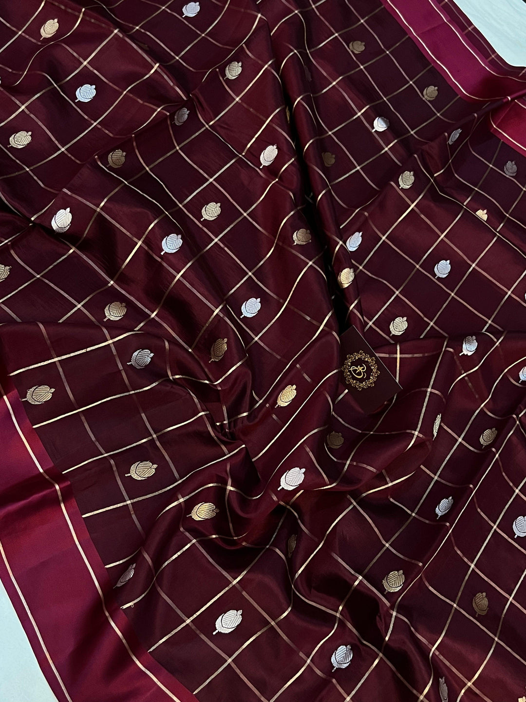 Maroon Pure Banarasi Handloom Silk Saree - Aura Benaras