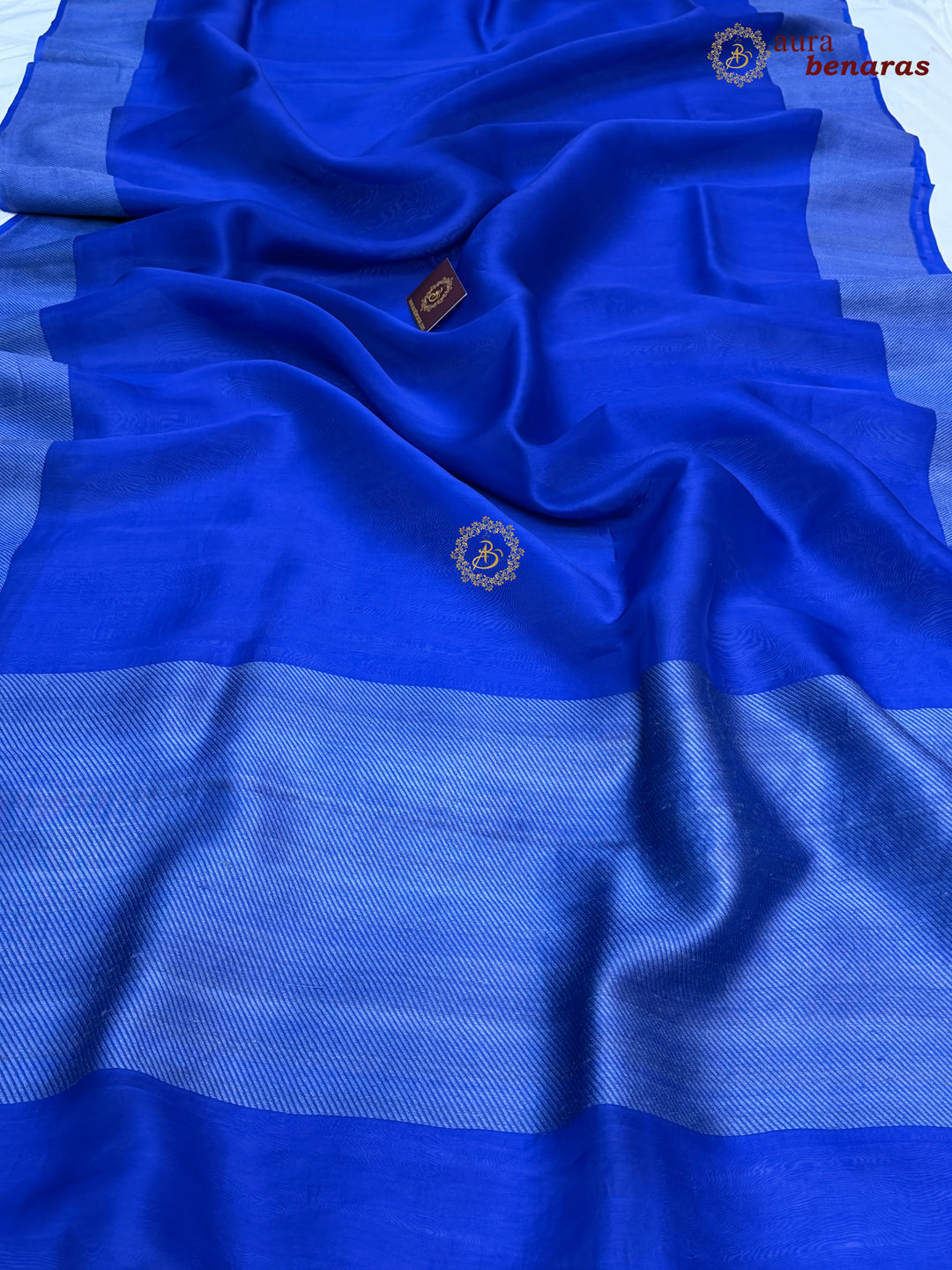 Royal Blue Kora Silk Saree | Aura Benaras
