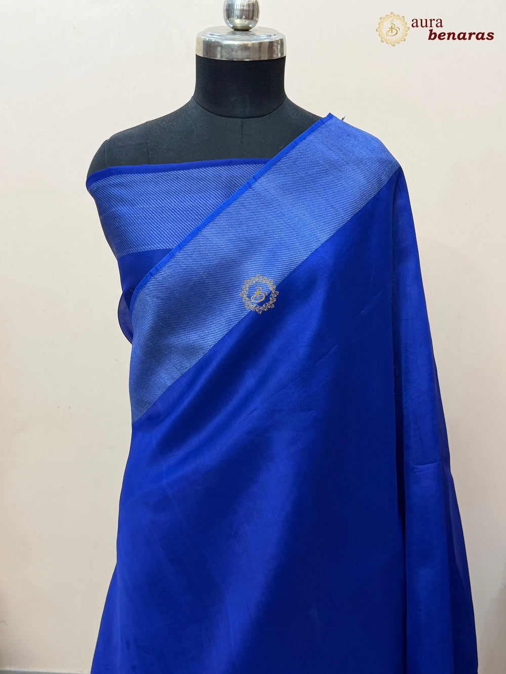 Royal Blue Kora Silk Saree | Aura Benaras