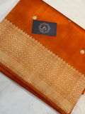 Orange Pure Banarasi Handloom Silk Saree - Aura Benaras