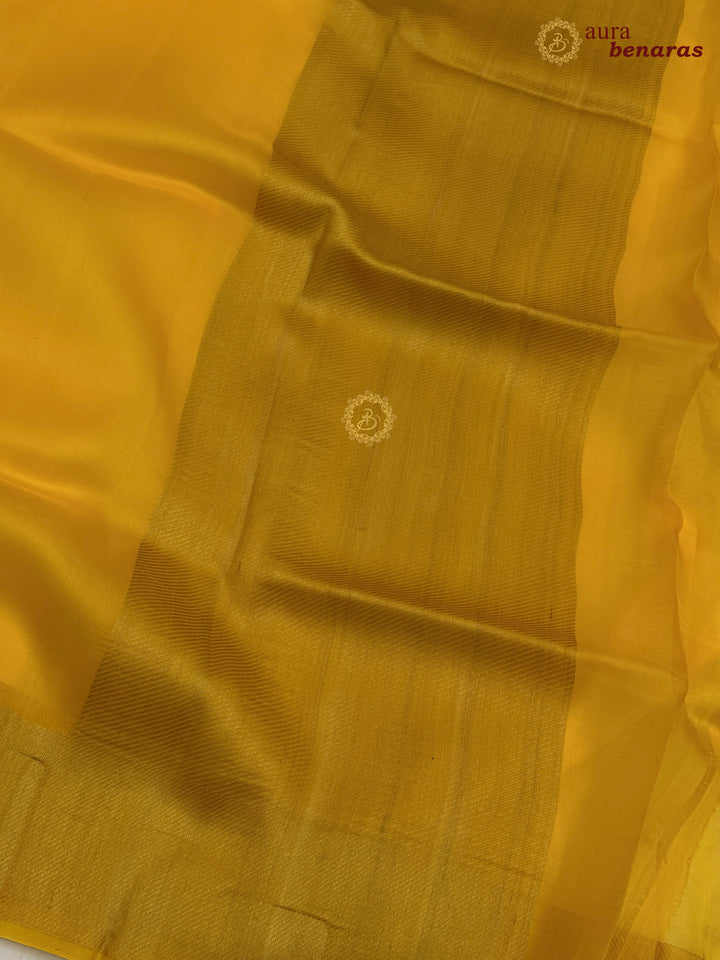 Yellow Kora Silk Saree | Aura Benaras