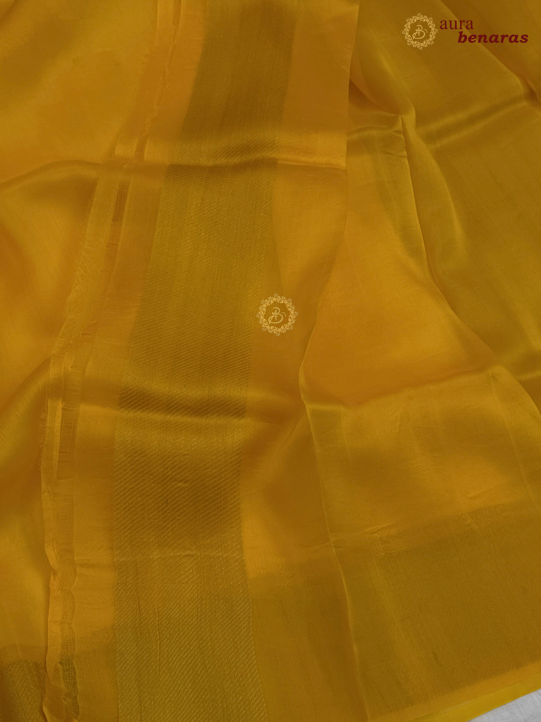 Yellow Kora Silk Saree | Aura Benaras