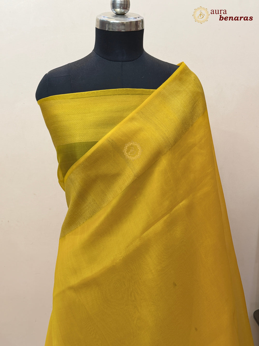 Yellow Kora Silk Saree | Aura Benaras