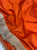 Orange Pure Banarasi Handloom Silk Saree - Aura Benaras