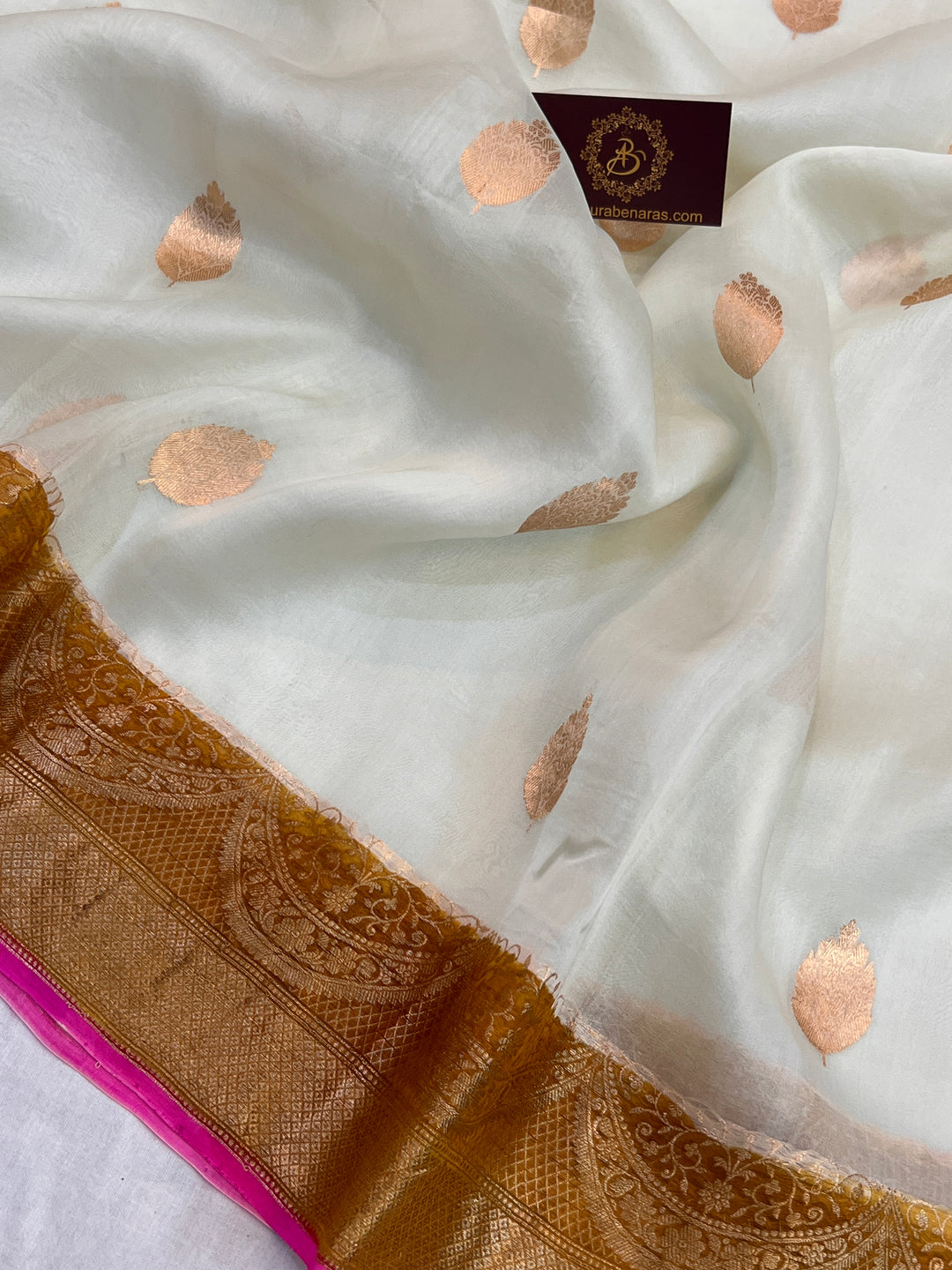 Pani Pista Green Banarasi Handloom Kora Silk Saree