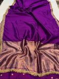 Purple Pure Banarasi Handloom Silk Saree - Aura Benaras