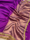 Purple Pure Banarasi Handloom Silk Saree - Aura Benaras