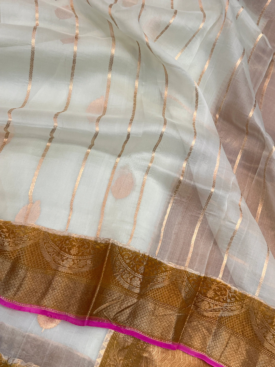 Pani Pista Green Banarasi Handloom Kora Silk Saree