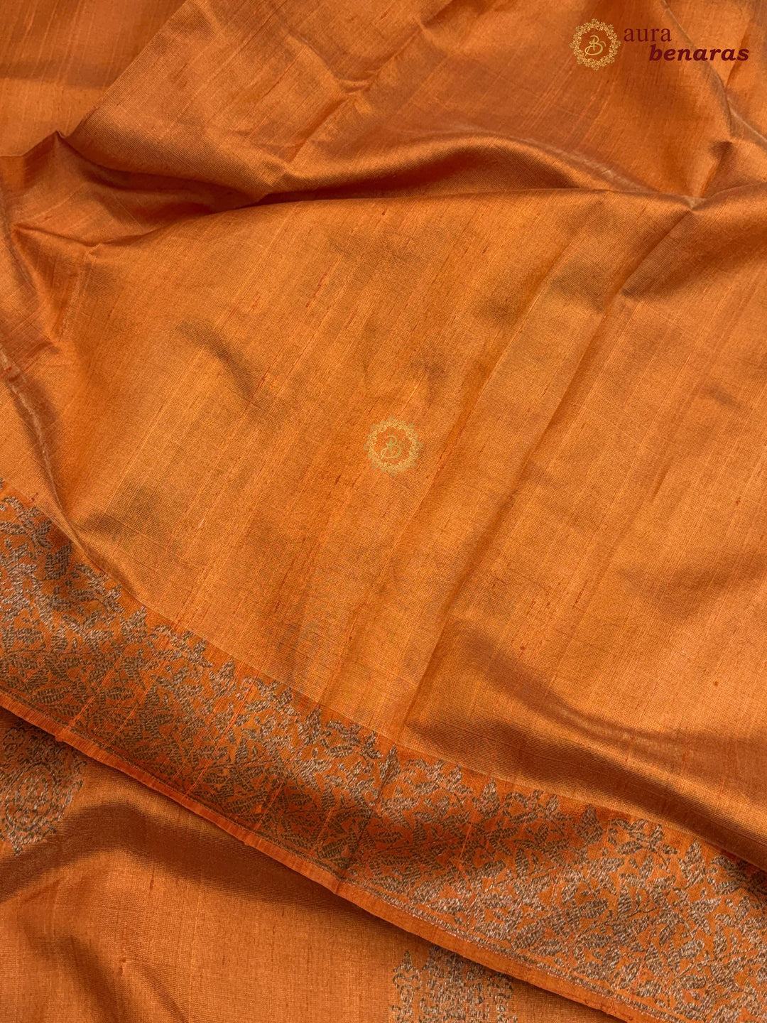 Orange Raw Silk Banarasi Saree – Kadhwa Floral Design