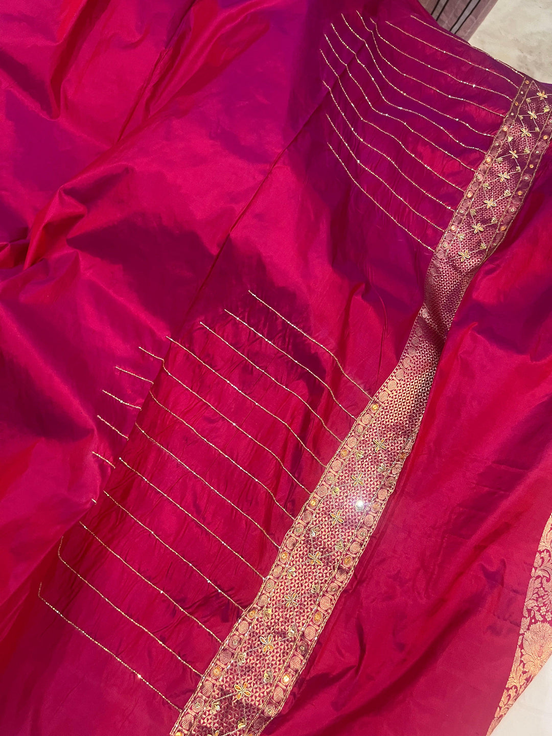 Magenta Pure Banarasi Handloom Katan Silk Saree